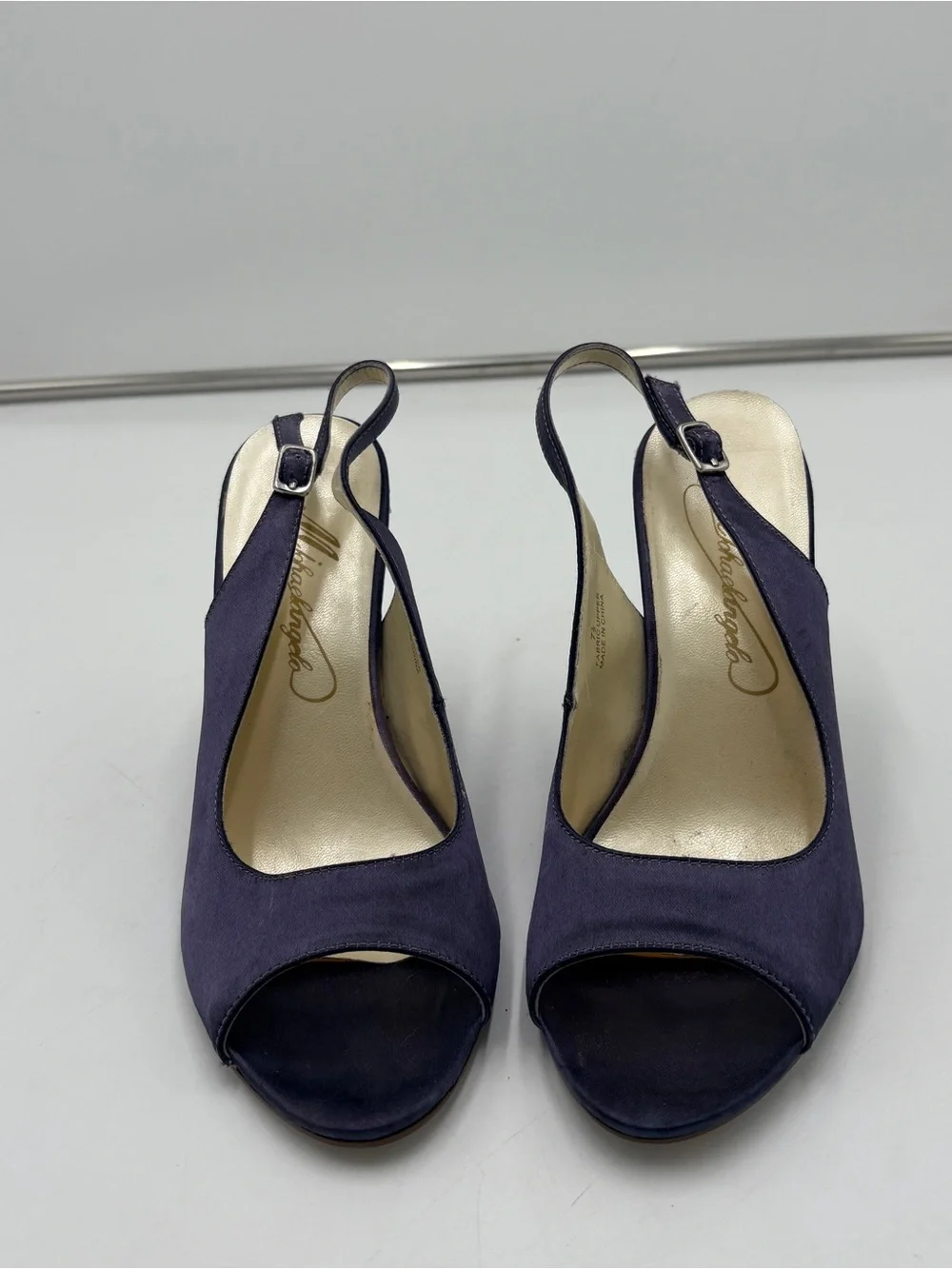 Vintage Fairycore Purple Sequin Wedge Slingback Peep Toe Michaelangelo Size 7.5